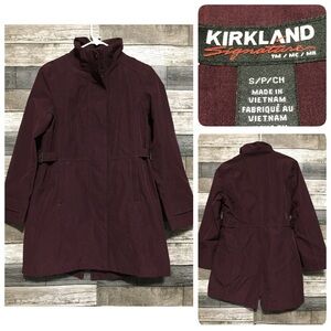 Kirkland Signature Trench Coat Women’s S Red Full Zip Snap Button (Read Desc)